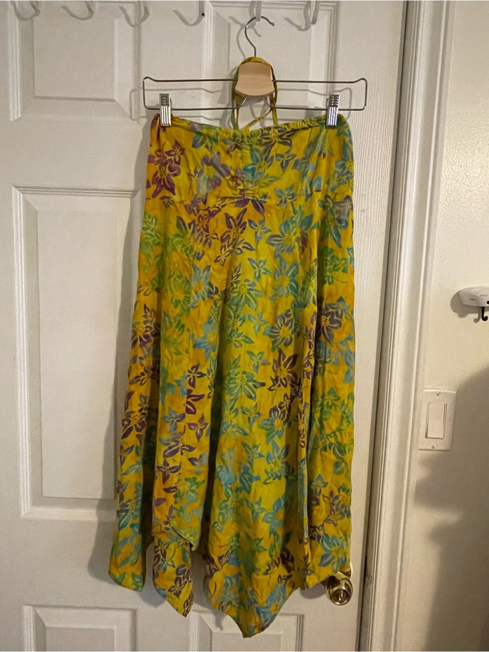 Lightweight Yellow Floral Halter Midi Dress